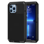 Lanhiem Metal Case For Iphone 13 Pro Max 6 7 Inch Heavy Duty Shockproof Tough Armour Rugged Case With Built In Glass Screen Protector 360 Full Body Dust Proof Protective Cover Black