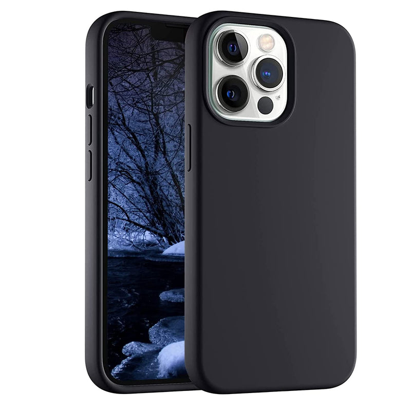Liquid Silicone Case For Iphone 13 Pro Max Gel Rubber Phone Protection Shockproof Waterproof Slim Fit Protective Cover Case Black