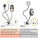 Webcam Light Stand For Live Stream 3 In 1 Gooseneck Monitor Webcam Mount Stand With Ring Light Phone Holder For Live Streaming