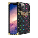Compatible With Iphone 13 Pro Max Case Phoeacc Luxury Bling Bee Square Phone Case Women Girls Love Heart Glitter Trunk Box Shockproof Cover Case Black