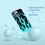 Glisten Iphone 13 Pro Max Case Flames Teal Design Printed Slim Fit Sleek Cute Plastic Hard Snap On Protective Designer Back Phone Case Cover For Iphone 13 Pro Max 6 7 Inch