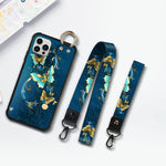 Kanghar Iphone 13 Pro Case Blue Butterfly Shell Wrist Strap Lanyard Cover For Apple Iphone 13 Pro 6 1 Inch