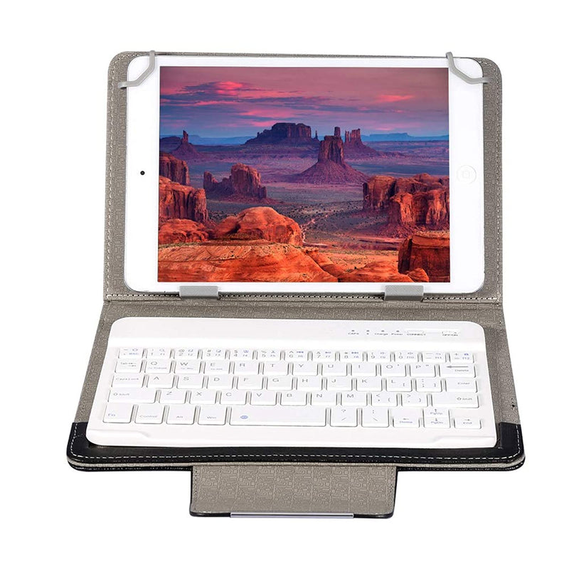 New Tablet Case With White Keyboard For 7 Tablet And Smartphone 2 In 1 Leather Folio Cover Bluetooth Keyboard And Stand For Android For Ios For Wind
