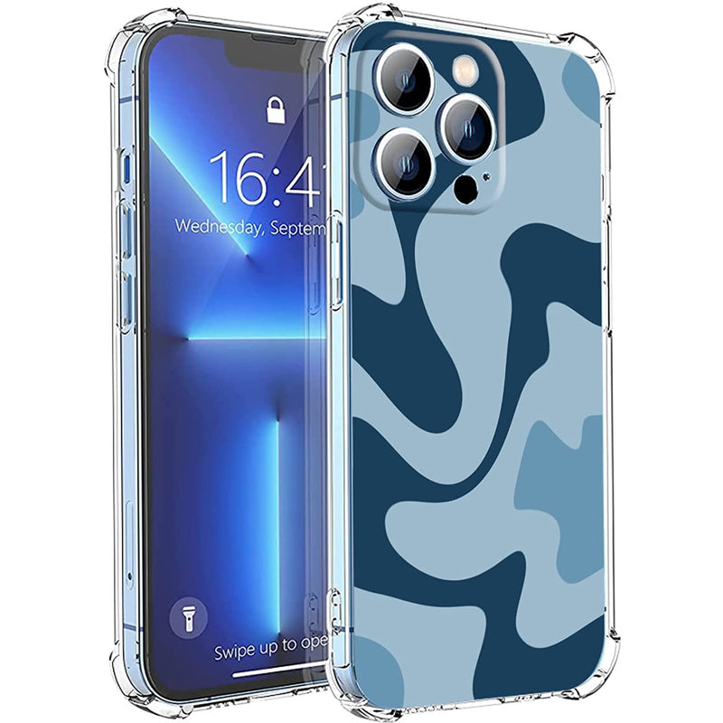 Compatible With Iphone 13 Pro Max Blue Abstract Case Modern Retro Aesthetic Liquid Swirl Abstract Blue Pastel For Iphone Case Women Girls Men Soft Tpu Shockproof Trendy Graphics Case For Iphone