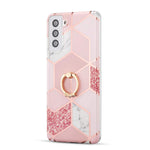 Defbsc Samsung Galaxy S21 5G Marble Case With Ring Kickstand Marble Design 360 Degree Rotating Ring Kickstand Soft Tpu Shockproof Case Cover For Samsung Galaxy S21 5G Pink