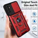 Eastcoo For Samsung Galaxy A13 Case Samsung A13 5G Case With Slide Camera Cover Hd Screen Protector Military Grade Protective 360 Ring Holder For Samsung A13 Case Red