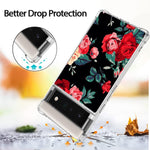 Compatible With Google Pixel 6 Pro 5G 6 7Inch Clear Case With Screen Protector Cute Red Flower Design Hard Back Shockproof Protection Full Body Protection Cover For Google Pixel 6 Pro 2021