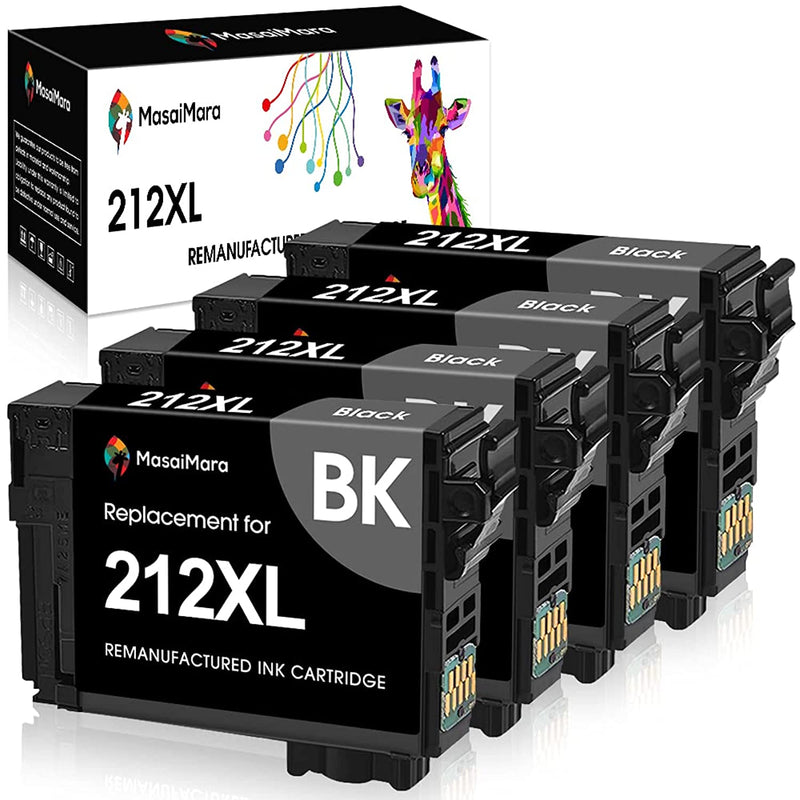 212 Ink Cartridge Black Replacement For Epson 212 212Xl 212 Xl T212Xl T212 To Use With Xp 4100 Xp 4105 Wf 2830 Wf 2850 Printer Black 4 Pack