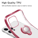 Compatible With Iphone 13 Pro Case Clear Shockproof Silicone Phone Cases With Ring Holder Magnetic Kickstand Thin Soft Tpu Protective Cover Rose Gold