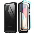 Leyi Galaxy A02S Case Samsung Galaxy A02S Case With 2 X Tempered Glass Screen Protector Full Body Rugged Hybrid Bumper Shockproof Clear Protective Phone Case For Samsung A02S Black