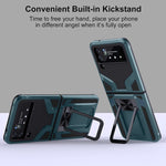 Z Flip 3 Case Jiunai Dual Layer Hybrid Built In Kickstand Car Mount Supported Heavy Duty Bumper Non Slip Grip Protective Rubber Hard Pc Shell Phone Cover Case For Samsung Galaxy Z Flip 5G Cyan