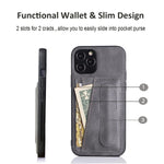 Konsyfotry Compatible With Iphone 13 Pro Max Case Wallet 6 7 Inch Credit Card Holder Pocket Minimalist Kickstand Design Shockproof Protective Cover With Premium Leather Stitched Wallet Case Gray