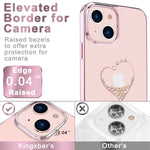 Kingxbar Luxury Case Compatible With Apple Iphone 13 6 1 Inch Clear Protective Cover For Women Pink Gold Plated With Bling Heart Pattern Crystals Rhinestone Shockproof Phone Cases Rose Gold