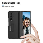 Hjcmikee Compatible With Samsung Galaxy Z Fold 3 Kickstand Phone Case Magnetic Hinge Protector Strengthen Pc Durable Cover As Holder For Zfold3 5G 2021 Black