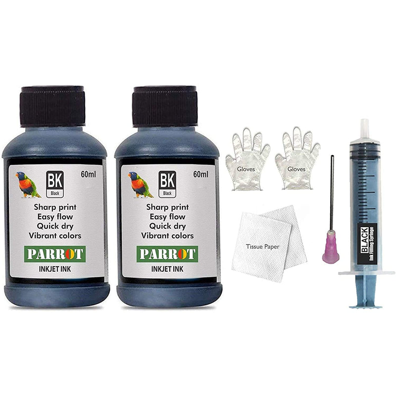 Kit Suitable For Hp 60 Black Ink Cartridge With 120 Ml Compatible Ink Tools Instructions