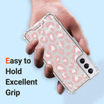 Kanghar Cute Leopard Clear Samsung Galaxy S21 Fe Case With Screen Protector Cheetah Print White Spotted Design For Women Girls Slim Smooth Pc Tpu Hard Pc Protective Phone Cover Leopard