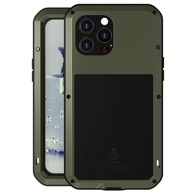 Love Mei Iphone 13 Pro Max Case Metal Tpu Rugged Dustproof Shockproof Tough Armour Heavy Duty Case With Built In Screen Protector 360 Full Body Protective Cover For Apple Iphone 13 Pro Max Green