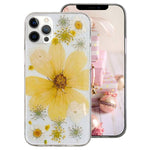 Guppy For Iphone 13 Pro Max Real Flower Clear Case Cute Handmade Pressed Dry Natural Chrysanthemum Daisy Floral Soft Rubber Bumper Slim Protective Cover Women Girls 6 7 Inch Yellow Ql3226 I13Pm 2