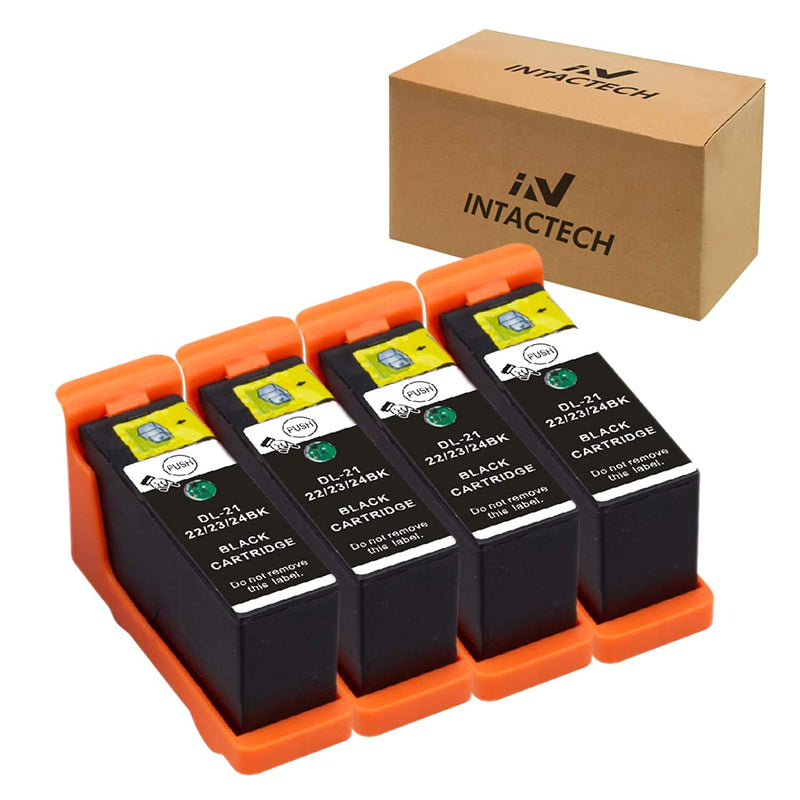Intactech 4 Black Replacement For Dell V515W V715W V313W Ink Cartridges Compatible With Dell Series 21 22 23 24 Work For Dell V313 V313W V515W V715W P513W