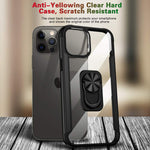 Niopiee For Iphone 13 Pro Case Kickstand Ring Holder With Glass Screen Protector Full Body Anti Scratch Phone Case Hybrid Anti Yellow Clear Back Shockproof Protective Cover For Iphone 13 Pro Black