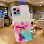 Lemoncover For Iphone 13 Pro Case 6 1 Marble Cute Clear Glitter Bling Design Gradient Pattern Soft Camera Screen Protective Bumper For Women Girls Slim Flexible Shockproof Cover Green Purple