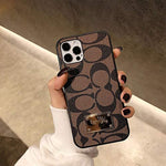 Luxury Iphone 13 Case Designer Ultra Thin Leather Metal Nameplate Tpu Frame Case Cover For Iphone 13 6 1 Inch 2021 Brown