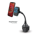 Powerpeak 15W Wireless Magcharge Car Cup Holder Mount With Magnetic Auto Alignment Compatible With All Wireless Charging Smartphones