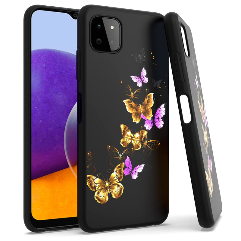 Cell Phone Case For Boost Celero5G Samsung Galaxy A22 5G Celero5G Classic Black Tpu Gold Butterfly Shockproof Bumper Protective Case Cover For Women Girls Men