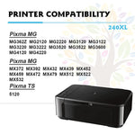 240Xl Black Ink Cartridge Replacement For Canon 240 Pg 240Xl For Pixma Ts5120 Mg3620 Mg2120 Mg3520 Mg3522 Mx452 Mx512 Mx532 Mx472 Printers 1 Pack