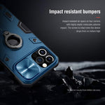 Compatible For Iphone 12 Pro Max 6 7 Inch Armor Case Built In Kickstand Camera Lens Protector Shockproof Hard Plastic Back Cover Case Blue Iphone 12 Pro Max 6 7