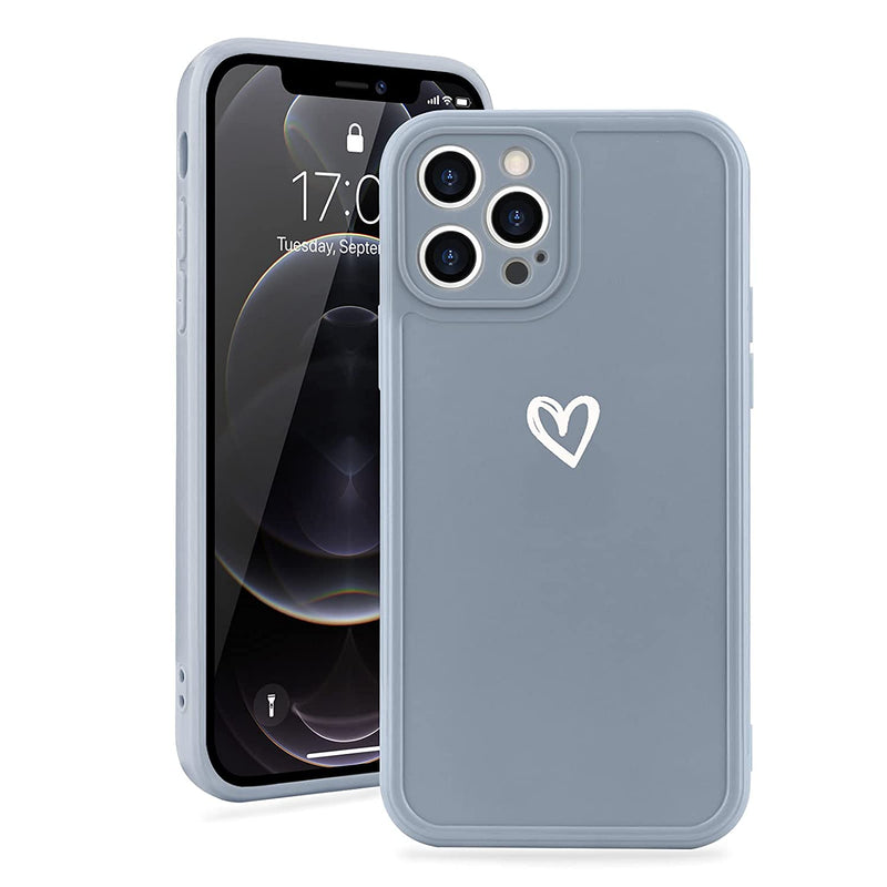 Lapopnut Compatible With Iphone 13 Pro Max Case For Women Girls Cute Shockproof Protective Soft Tpu Phone Case With Heart Pattern Design Back Bumper Slim Cover Cases Iphone 13 Pro Max Grey