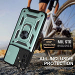 Eastcoo For Samsung Galaxy A13 Case Samsung A13 5G Case With Slide Camera Cover Hd Screen Protector Military Grade Protective 360 Ring Holder For Samsung A13 Case Dark Green
