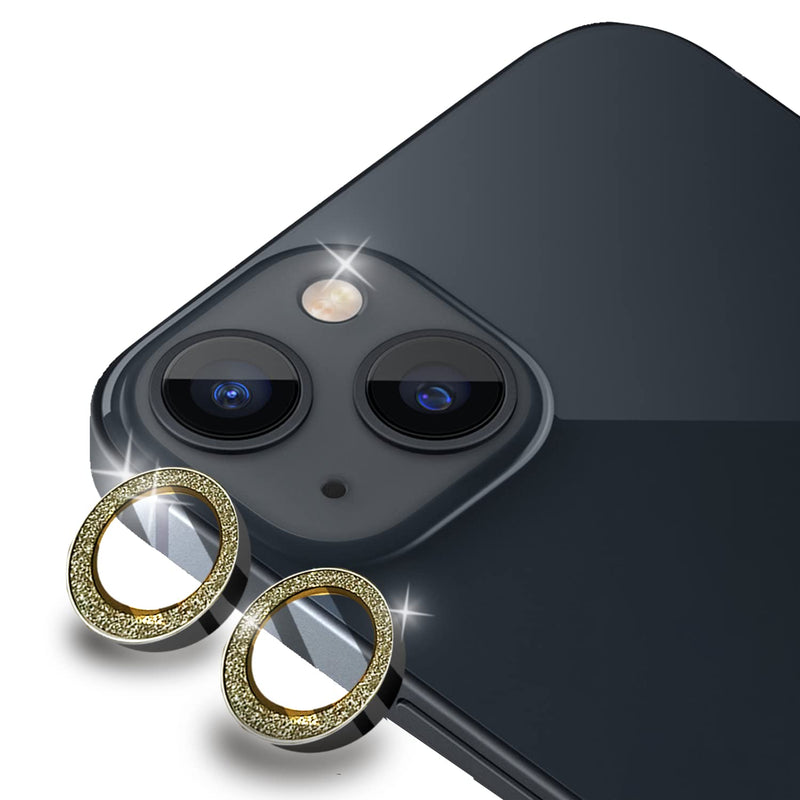 Zuslab Rear Camera Lens Protector Compatible With Apple Iphone 13 13 Mini Premium Aluminum Alloy Edge Full Cover With Hd Tempered Glass Film For Lens Screen Protection 2 Pack Sparkling Golden