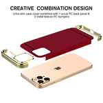 Iphone 12 Pro Max Case Rorsou 3 In 1 Ultra Thin And Slim Hard Case Coated Non Slip Matte Surface With Electroplate Frame For Apple Iphone 12 Pro Max 6 72020 Red And Gold