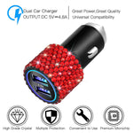 Otostar 2 Pack Dual Port Usb Car Charger 4 8A Output Bling Crystal Diamond Car Decorations Accessories Fast Charging Adapter For Iphones Android Ios Samsung Galaxy Lg Nexus Htc Red