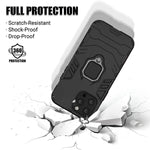 Jusy Case Compatible With Iphone 13 Pro With Ring Holder Kickstand And Metal Plate For Car Mount Double Layer Protection Slim Fit Lightweight Case For Iphone 13 Pro For Men Black