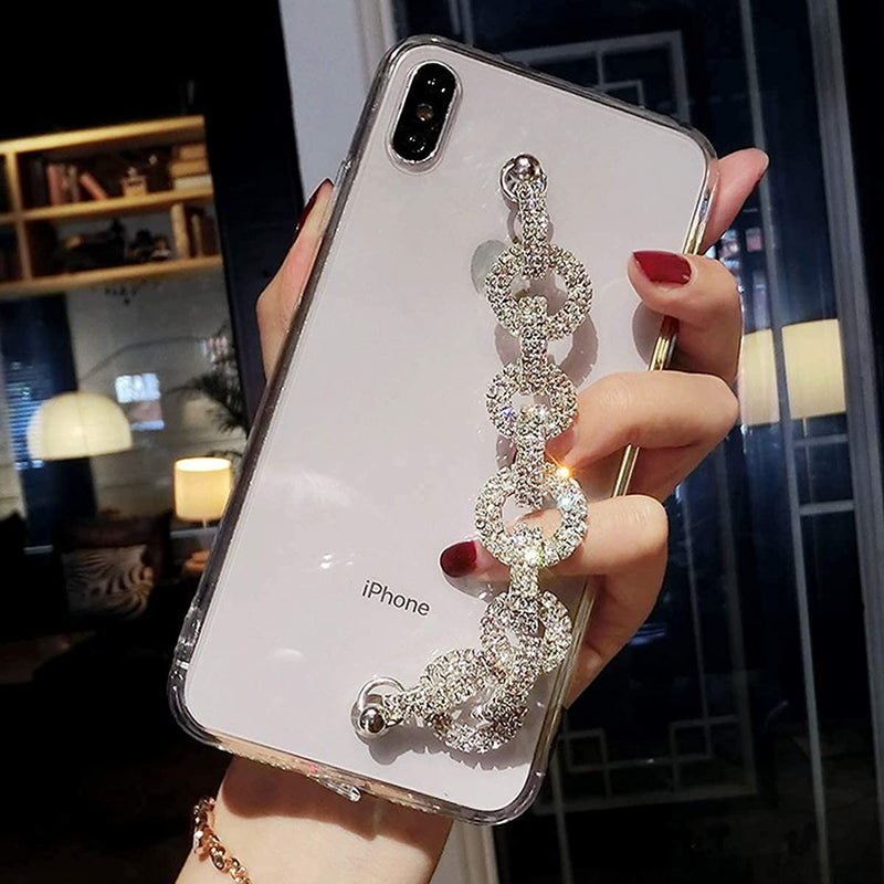Compatible With Iphone 13 Pro Max Case Bling Glitter Bracelet Chain Hand Strap For Women Girls Yewos Clear Silicone Tpu Shockproof Slim Fashion Transparent Protective Cover 6 7 Inch