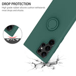 Duedue Samsung Galaxy S22 Ultra 5G Case Liquid Silicone Slim Soft Gel Rubber Cover With Ring Kickstand Car Mount Function Shockproof Full Protective Phone Case For Samsung S22 Ultra 6 8 Pine Green
