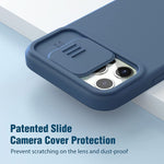 Nillkin Compatible With Iphone 12 Pro Max Case With Slide Cover Camera Protection Camshield Silky Magsafe Liquid Silicone Thin Phone Case For Iphone 12 Pro Max Case 6 7 Blue