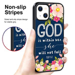 Jinxiuss Phone Case For Iphone 13 With Bible Verse God Christian Black Slim Rubber Frame Full Body Protection Cover Case For Iphone 13 Drop Protection