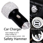 Bling Car Accessories Set Bling Dual Usb Car Chargers Bling Auto Hooks Backseat Cup Holder Coasters Handmade Rhinestones Crystal Car Decorations 4 Pieces