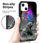 Jinxiuss Phone Case For Iphone 13 With Elephant Black Slim Rubber Frame Full Body Protection Cover Case For Iphone 13 Drop Protection