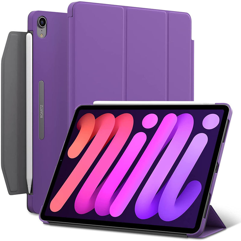 New Ipad Mini 6 8 3 Inch Case Purple Slim Fit Smart Rubber Coated Folio Case Hard Cover Light Weight Wake Sleep Pencil Holder For Apple Ipad Mini 6Th Gen