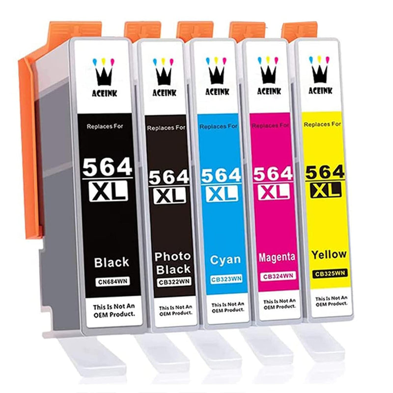 5 Packs Compatible 564 564Xl Ink Cartridge Replacement For Hp564 Hp 564Xl Works For Hp B209A B210B B210C B210D C510A 3521 3522 3526 3070A 5510 5512 5514 4610 B