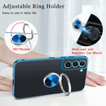 Compatible With Samsung Galaxy S22 S22 Plus 5G Case Shockproof Protective Case Ring Kickstand Holder Translucent Frosted Back Soft Silicone Tpu Impact Resistant Bumper Cover Blue