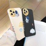 Compatible Iphone 12 Pro Max Case Cute Cool Space Astronaut Planet Side Cartoons Creative Pattern Designed Soft Tpu Bumper Shockproof Anti Slip Protective Cover6 7Inchblack