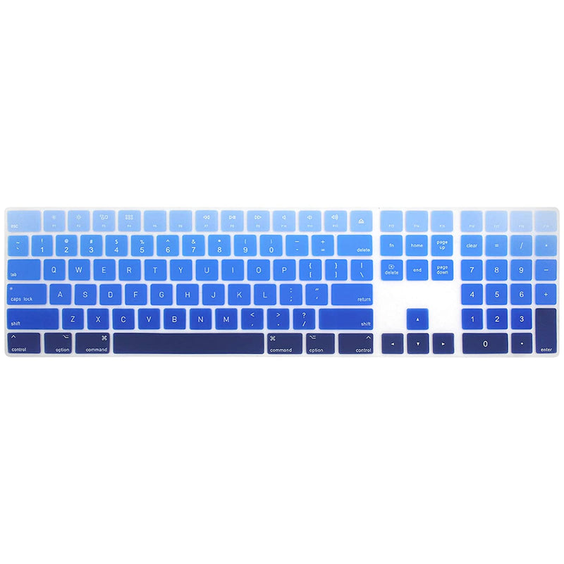 Ultra Thin Silicone Full Size Wireless Numeric Keyboard Cover Skin For Mac 2017 Latest Magic Keyboard With Numeric Keypad Mq052Ll A A1843 Us Layout Ombre Blue