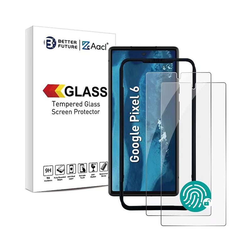 Fingerprint Compatible2 Pack Tempered Glass For Google Pixel 6 Screen Protector2021 With Alignment Designed For Pixel 6 Anti Fingerprint Anti Scratch No Bubble Case Friendly