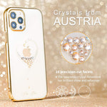 Kingxbar Luxury Heart Series Case Clear Protective Cover With Bling Crystals From Austria Compatible With Apple Iphone 12 Iphone 12 Pro 6 1 Inch Elegant Gold Plated Hard Pc Skin Covers For Women