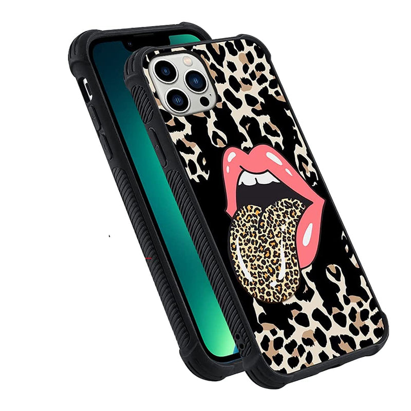 Kanghar Case Compatible With Iphone 13 Pro Max Pink Lip Design Tire Texture Non Slip Shockproof Rugged Tpu Protective Case For Iphone 13 Pro Max 6 7 Inch 2021 Leopard Pattern And Pink Lip 1